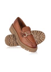 Brown leather women's loafers on the platform BUTYD-1098-87(Z24)-07