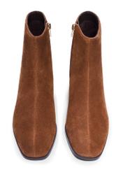 Light brown suede women's ankle boots BUTYD-1303-1G(Z26), front product view on white background.