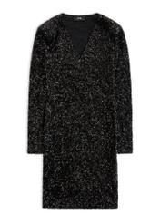 Black sequin dress SUKDT-0254-99(Z25), product view from the front on a white background.