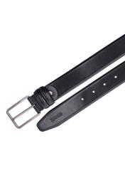 Men's black leather belt PASMS-0284-99(Z26), top view of the product on a white background.