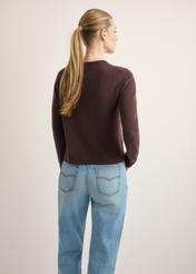 Brown women's wool cardigan KARDT-0058-1I(Z26), back view of the product on the model's silhouette. Half of the silhouette visible.