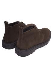 Men's dark brown suede ankle boots BUTYM-0575-1I(Z26), back view of the product on a white background.