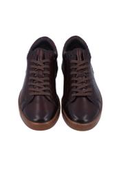 Men's dark brown leather sneakers BUTYM-0405C-1I(Z26), front product view on white background.