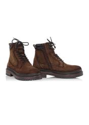 Brown leather men's ankle boots BUTYM-0423B-1I(Z26), diagonal product view on white background.
