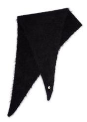 Black women's scarf made of alpaca wool SZADT-0223-99(Z26) - top view, on white background.