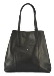 Czarna duża skórzana torebka shopper TORES-1212-9I(W26) - widok produktu z przodu, na białym tle.