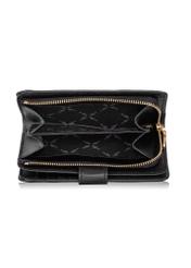 Black leather women's wallet with embossing PORES-0886-99(Z23)-04