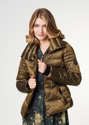 Olive colored women's jacket with welts KURDT-0329-28(Z21)-01