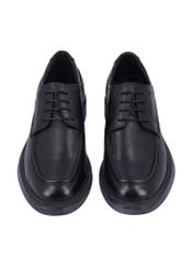 Black leather men's shoes BUTYM-0565-99(Z26), front product view on white background.