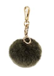 Khaki pompom keychain BRELOK-117A-55(Z25), front view of the product on a white background.