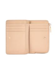 Beige women's leather wallet PORES-0977R-1B(W26), product view inside on white background.
