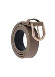 Dark beige leather women's belt PASDS-0345-1K(Z26), diagonal product view on white background.
