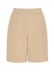 Beige knit shorts for women SZODT-0004-81(W22)-02