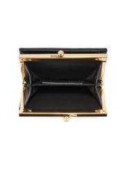 Small black women's wallet with monogram POREC-0422-98(Z25), product view from above on a white background.