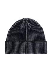 Black men's winter hat with gray stripes CZAMT-0072-98(Z24)-02