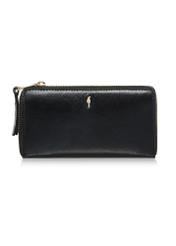 Large leather black women's wallet PORES-0813A-99(Z25) - front product view on white background.