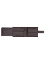 Brown men's leather wallet PORMS-0709-1H(Z26) - product view from above, on white background.