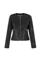 Women's classic black leather jacket KURDS-0366-5491(W22)-02