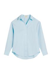 Blue cotton women's shirt KOSDT-0181-7A(W26), front product view on white background.