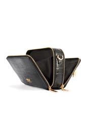 Black small women's croco handbag TOREC-1049-99(Z25), product view open on white background.