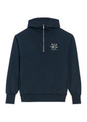 Men's dark navy cotton hoodie BLZMT-0087-7E(Z26), front view on a white background.