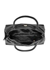 Black leather women's handbag TORES-1329-99(Z26). Top view on a white background.