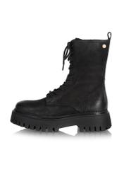 Women's leather ankle boots in combat boot style BUTYD-1004-9I(Z26), side view of the product on a white background.