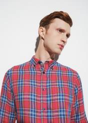 Men's red plaid shirt KOSMT-0308-15(W23)-01