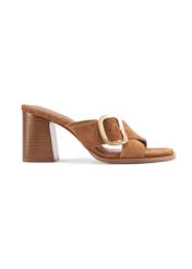 Women's suede mules with a block heel BUTYD-1228-1D(W26)