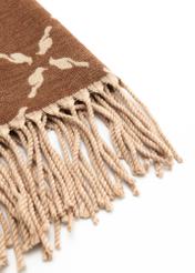 Double-sided women's scarf with monogram SZADT-0206-24(Z25), close-up of the product detail, view on a white background.