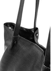 Black large leather women's handbag TORES-1181-99(Z25), close-up of product detail, view on white background.