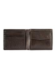 Brown men's leather wallet PORMS-0654-89(W25) - top view of the open product on a white background.