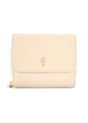 Small cream leather women's wallet PORES-0802R-0B(W26), front product view on white background.