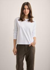 Women's white cotton blouse LSLDT-0060-0A(Z26)