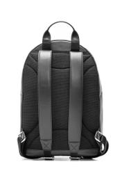 Men's black leather backpack TORMS-0472-99(Z25), product view from the back on a white background.
