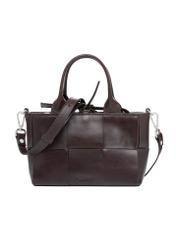Dark brown small leather women's handbag TORES-1298-1H(W26), front product view on white background.