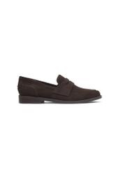 Women's dark brown suede moccasins BUTYD-1299-1I(Z26), side view of the product on a white background.