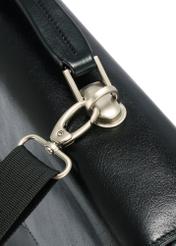 Men's leather briefcase TORMS-0478-99(Z25), close-up of the product buckle, view on a white background.
