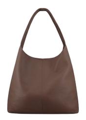 Brown leather shopper bag TORES-1372-1K(Z26) – rear view of the product on a white background.