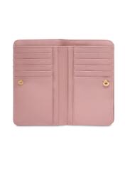 Pink women's wallet with a handle, model POREC-0436-5A(Z26); view of the interior on a white background.