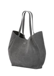 Women's suede graphite shopper bag TORES-1358-9D(Z26), diagonal product view on a white background.