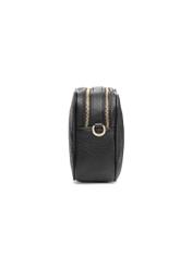 Black women's handbag with monogram TOREN-0277A-99(W25), side view of the product on a white background.