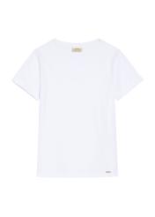 Cream women's V-neck T-shirt TSHDT-0118B-0B(Z26), front product view on white background.