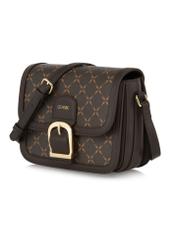 Brown messenger bag with monogram TOREC-0982A-89(Z25) - diagonal view of the product on a white background.