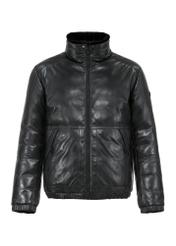 Schwarze Herren-Winterjacke aus Leder KURMS-0202-5554(Z24) zdj. 1