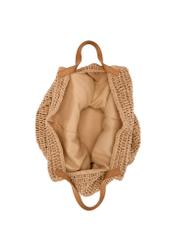 Beige straw shopper bag TOREC-1223-1E(W26) - product view from above, on white background.