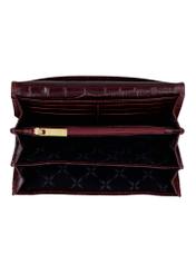 Burgundy leather women's wallet PORES-0889B-4D(Z26), interior view on a white background.