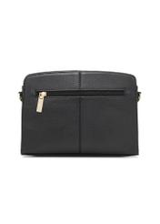Black leather medium women's handbag TORES-1279-9I(W26), product view from the back on a white background.