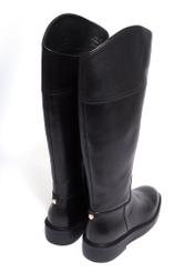 Black leather women's boots BUTYD-1288-99(Z26), product view from the back on a white background.