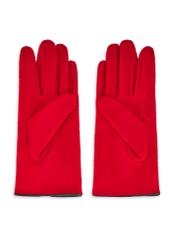 Red woolen women's gloves REKDT-0027 A-42(Z 25), product view from the back on a white background.